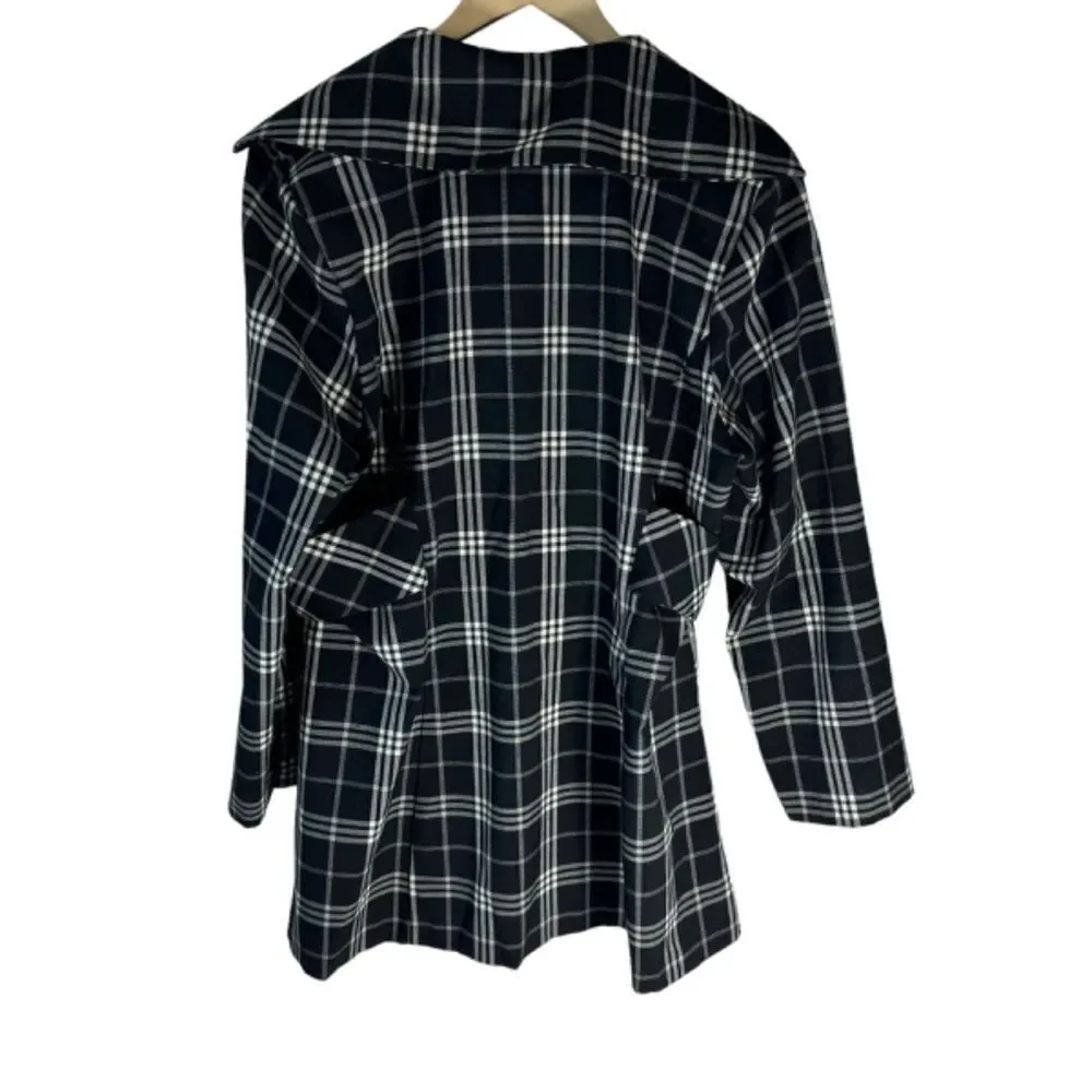 Lane Bryant Black/White Plaid Unlined Coat‎ Sz 16